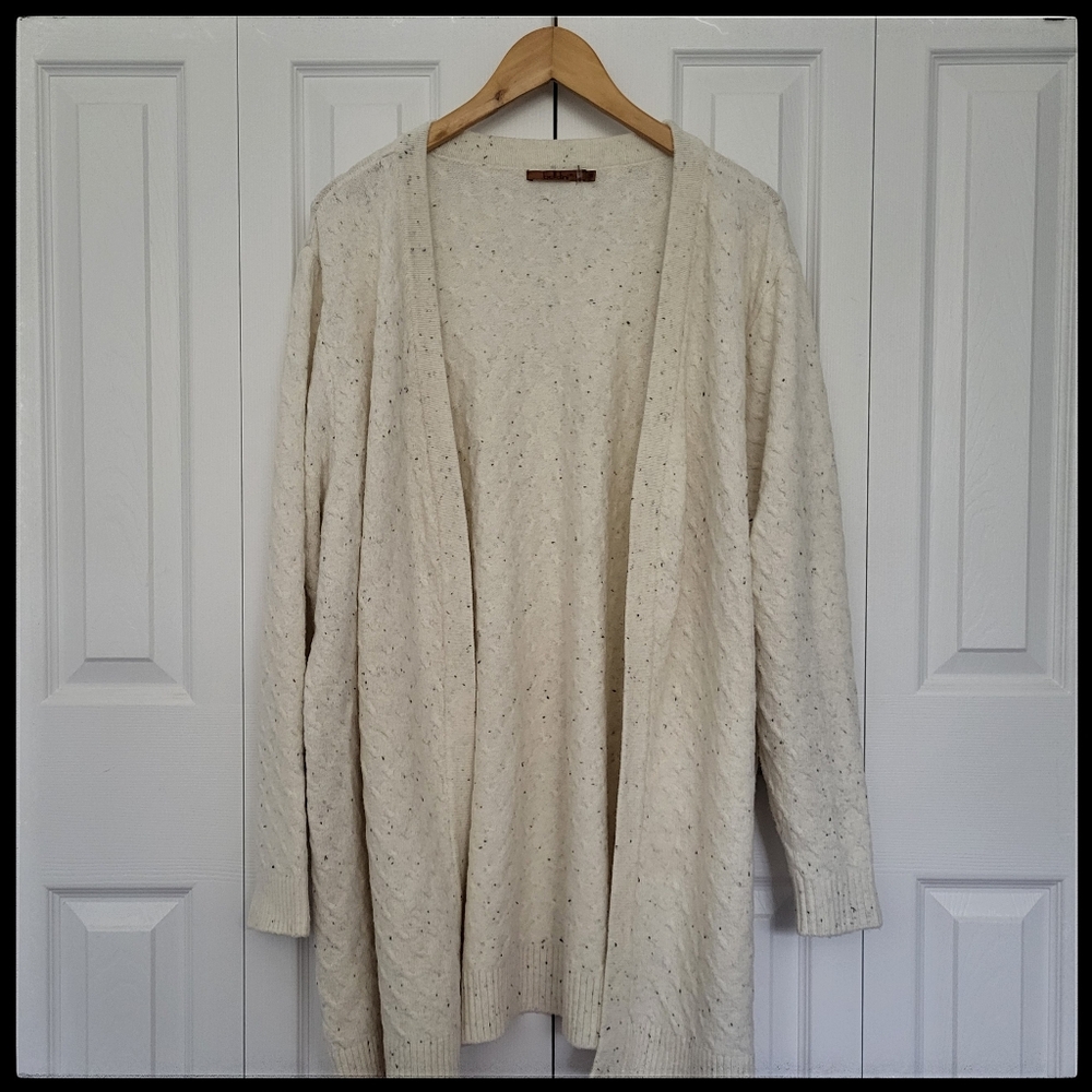 Belldini Women's Long Sleeve Knit Open Front Cream Sweater Size 3X
